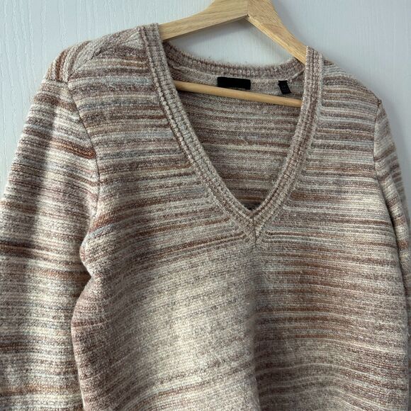 ATM Anthony Thomas Melillo Cotton Blend V-Neck Fuzzy Sweater Mocha Brown Small - Picture 3 of 8
